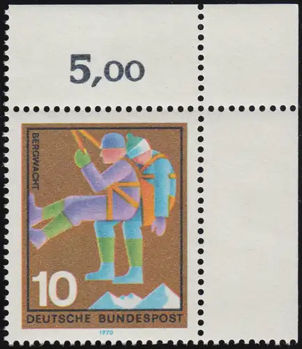 630 Hilfsdienste 10 Pf Bergwacht ** Ecke o.r.