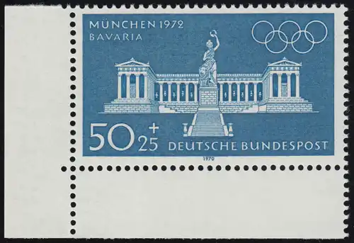 627 Olympische Sommerspiele 50+25 Pf Bavaria ** Ecke u.l.