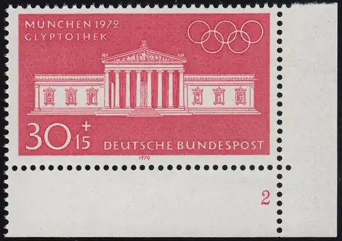 626 Olympische Sommerspiele 30+15 Pf Glyptothek ** FN2