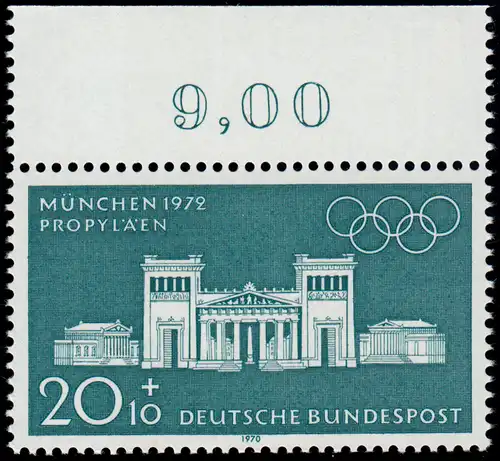 625 Olympische Sommerspiele 20+10 Pf Propyläen ** Oberrand