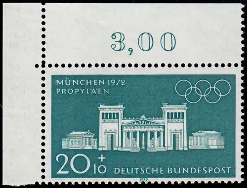 625 Jeux olympiques d'été 20+10 Pf propylés ** coin o.l.