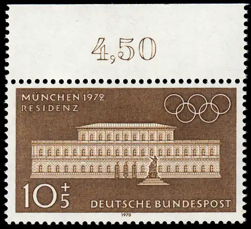 624 Olympische Sommerspiele 10+5 Pf Residenz ** Oberrand