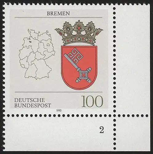 1590 Armoiries nationales Brême 100 Pf ** FN2