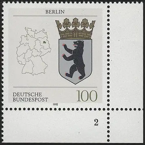 1588 Länderwappen Berlin 100 Pf ** FN2