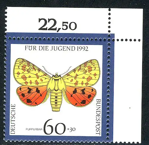 1602 Jeunesse papillon de nuit 60+30 Pf ** coin o.r.