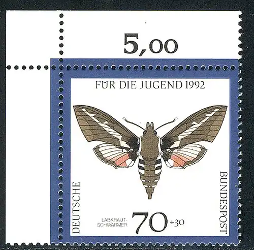 1603 Jugend Nachtfalter 70+30 Pf ** Ecke o.l.