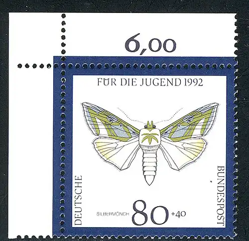 1604 Jeunesse papillon de nuit 80+40 Pf ** coin o.l.