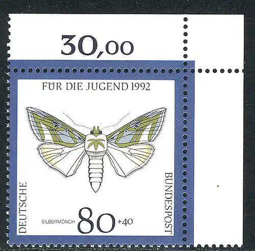 1604 Jeunesse papillon de nuit 80+40 Pf ** coin o.r.