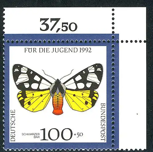 1605 Jeunesse papillon de nuit 100+50 Pf ** coin o.r.
