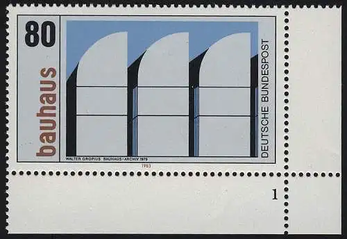 1166 Bauhaus Walter Gropius 80 Pf ** FN1