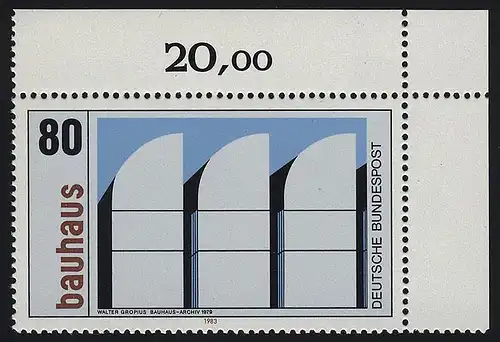 1166 Bauhaus Walter Gropius 80 Pf ** Ecke o.r.