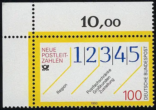 1659 Nouveaux codes postaux ** Coin o.l.
