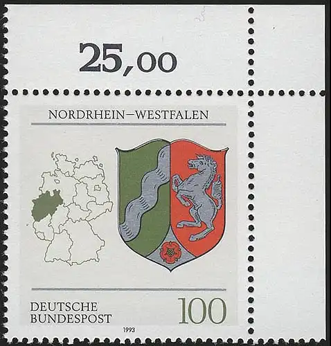 1663 Nordrhein-Westfalen 100 Pf ** Ecke o.r.