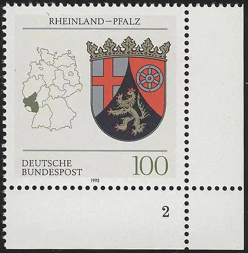 1664 Rheinland-Pfalz 100 Pf ** FN2