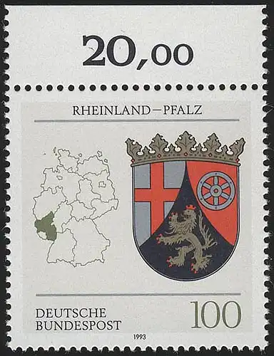 1664 Rheinland-Pfalz 100 Pf ** Oberrand