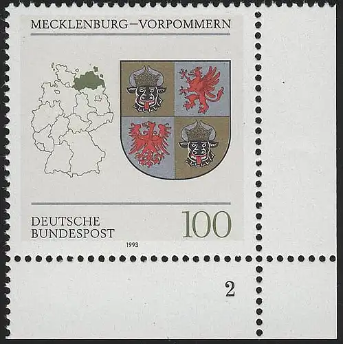 1661 Mecklenburg-Vorpommern 100 Pf ** FN2
