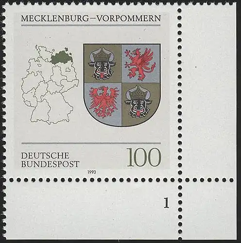 1661 Mecklenburg-Vorpommern 100 Pf ** FN1