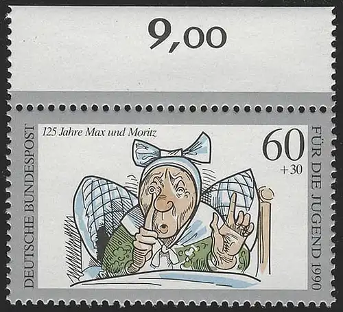 1455 Jugend Max und Moritz 60+30 Pf ** Oberrand