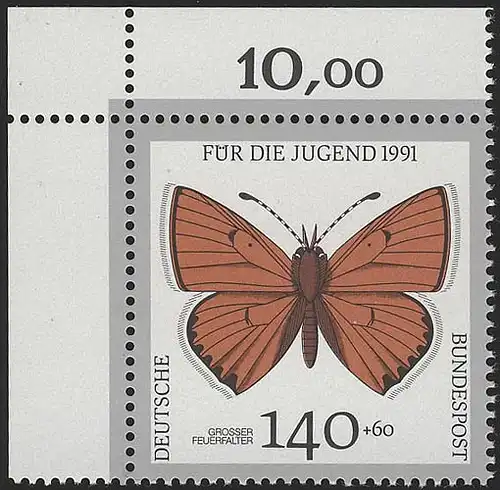 1519 Jugend Schmetterlinge 140+60 Pf ** Ecke o.l.