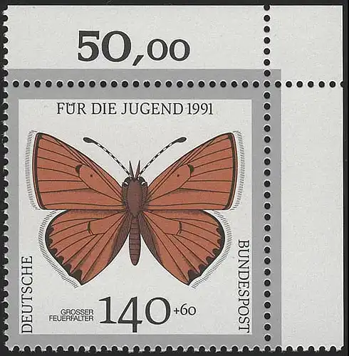 1519 Jugend Schmetterlinge 140+60 Pf ** Ecke o.r.