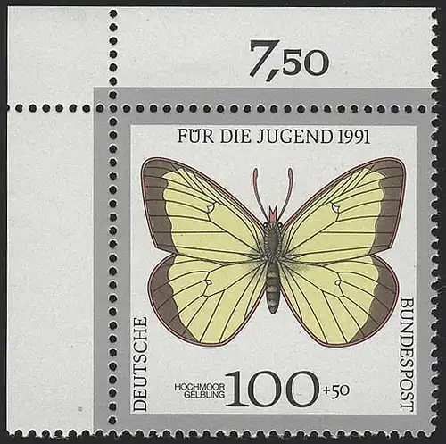 1518 Jugend Schmetterlinge 100+50 Pf ** Ecke o.l.