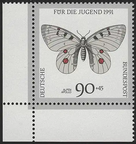 1517 Jugend Schmetterlinge 90+45 Pf ** Ecke u.l.