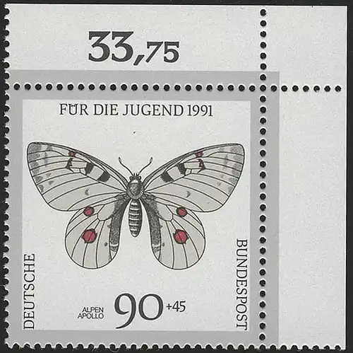 1517 Jugend Schmetterlinge 90+45 Pf ** Ecke o.r.