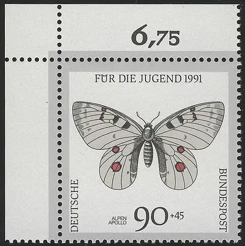 1517 Jugend Schmetterlinge 90+45 Pf ** Ecke o.l.