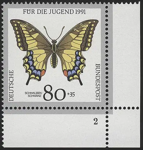 1516 Jugend Schmetterlinge 80+35 Pf ** FN2