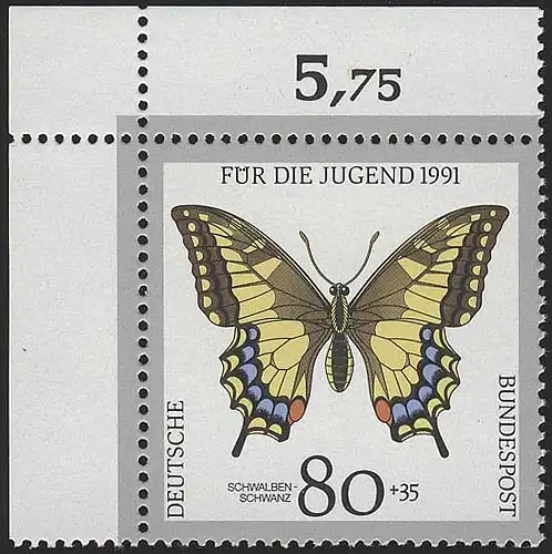 1516 Jeunes papillons 80+35 Pf ** coin o.l.