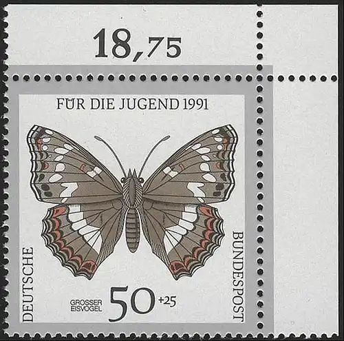 1513 Jeunes papillons 50+25 Pf ** coin o.r.