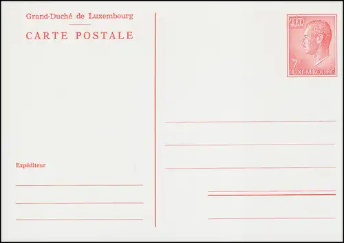 Luxemburg Postkarte P 155 Großherzog Jean 7 Fr. 1983, ungebraucht 
