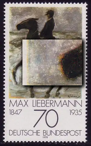987I Liebermann: blauer Fleck links vom Pferdekopf,  Feld 10, ** postfrisch