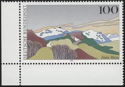 1686 Hohe Rhön Wasserkuppe 100 Pf ** Ecke u.l.