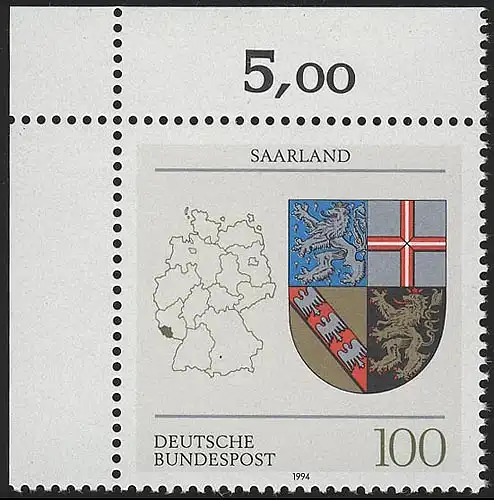 1712 Saarland ** Ecke o.l.