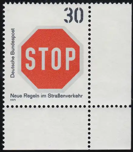 667 Straßenverkehr 30 Pf Halt STOP  ** Ecke u.r.