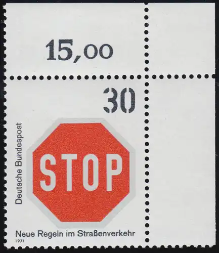 667 Straßenverkehr 30 Pf Halt STOP ** Ecke o.r.