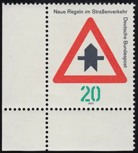 666 Straßenverkehr 20 Pf Vorfahrt ** Ecke u.l.