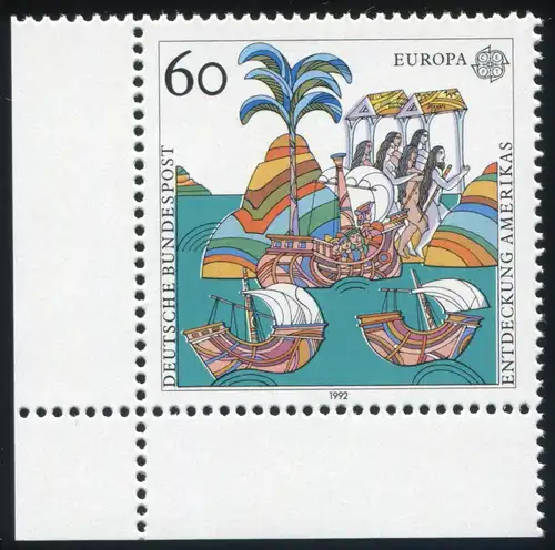 1608 Europe 60 Pf Coin avec passage passant vert et gris à gauche, **