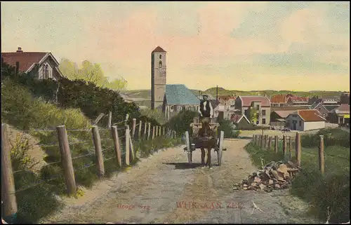 Pays-Bas AK Landstraße avec Bauer et Fuhrwerk par WIJK AAN ZEE 30.12.1912