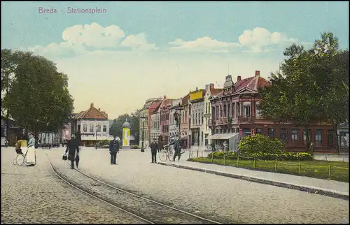 Niederlande AK Der Bahnhofsplatz von BREDA 8 - 8.10.1910