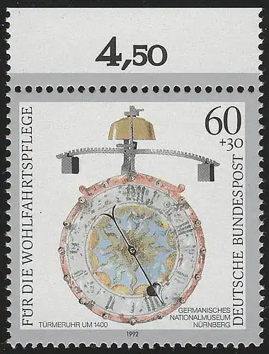 1631 Wofa Türmeruhr 60+30 Pf ** Oberrand