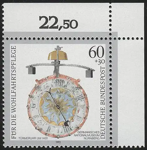1631 Wofa Türmeruhr 60+30 Pf ** Ecke o.r.