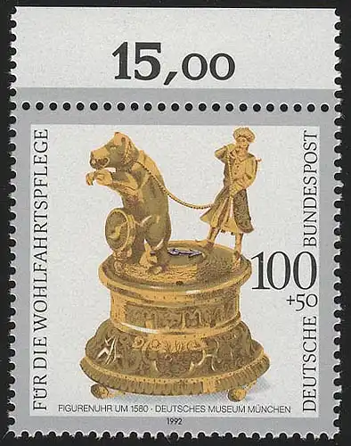 1634 Wofa Figurenuhr 100+50 Pf  ** Oberrand
