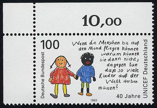 1682 UNICEF ** Ecke o.l.