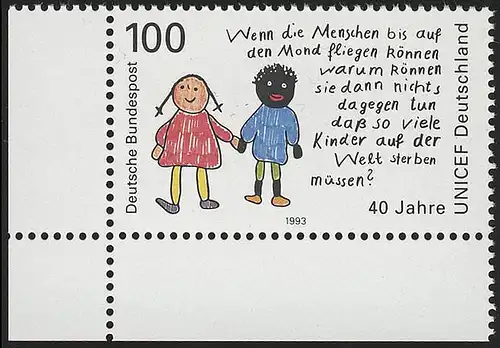 1682 UNICEF ** Ecke u.l.