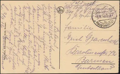 Pays-Bas AK Luik / Liège: gare centrale de Guillemins Statie, Feldpost 4.9.1916