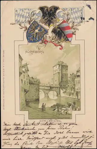 AK Nuremberg Henkersteg, NÜRNBERG 19.7.1899 vers KRISTIAN 22.7.99