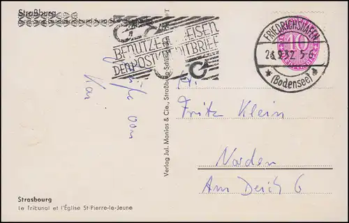 AK Strasbourg / Strasbourg: Tribunal d'office et de district, FRIEDRICHSHAFEN 26.9.1932