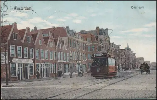 Niederlande AK Amsterdam Overtoom mit Straßenbahn und Kutsche, 5.5.1911
